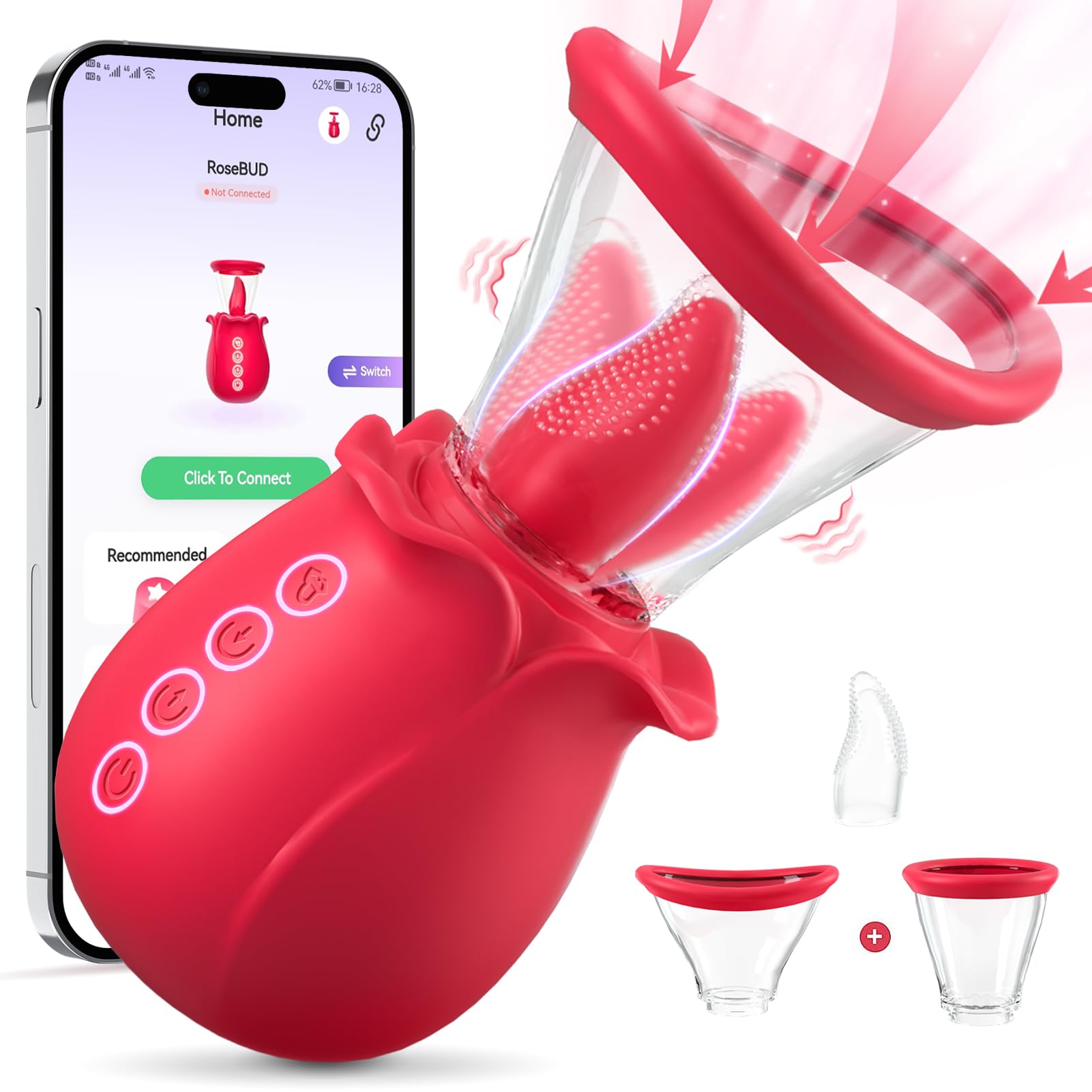 Aoonice Sucking Rose Vibrator AI Sync Sex Toys for Women, 3 Sucking 7  Tongue Licking Modes