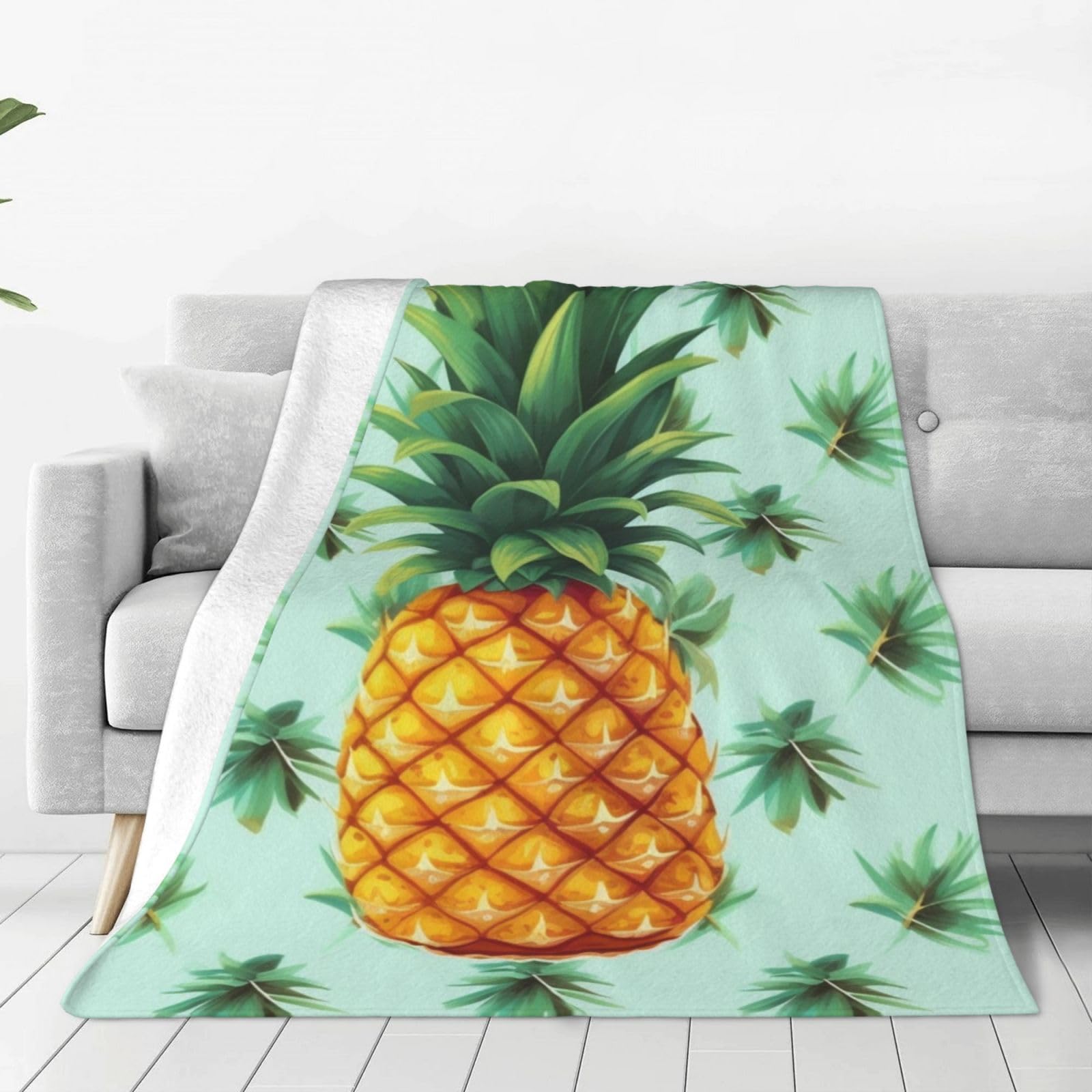 Couverture en micro polaire fruits tropicaux grand plaid lit et canapé 203x152