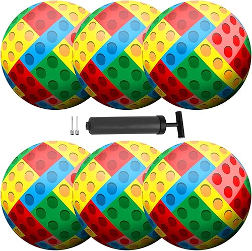 New Bounce Pelotas inflables para niños, juego de 6 bolas con inflador, bola de 8.5 pulgadas para niños, niños pequeños y mascotas
