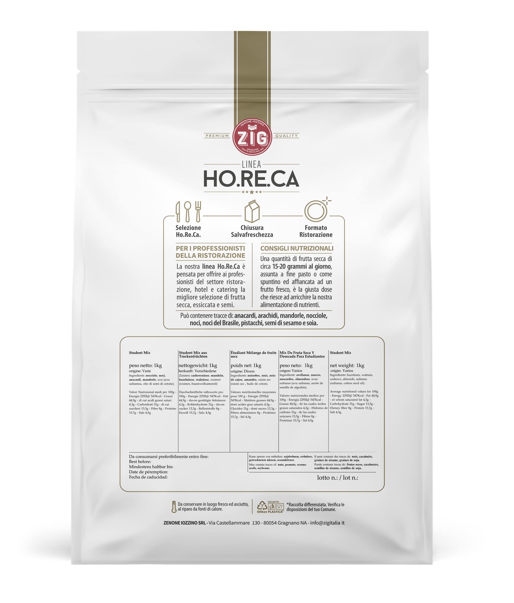 ZIG HORECA mix de fruta seca y desecada 1 Kg anacardos almendras nueces avellanas uvas pasas