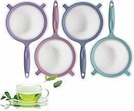 Sieve Fine Mesh Strainer Flour Sifter Pastel Sieve Food Colander for Pasta Spaghetti Rice Fruits Vegetables Straining Draining Baking Cooking Kitchen Essential Assorted Colour (1Pc)