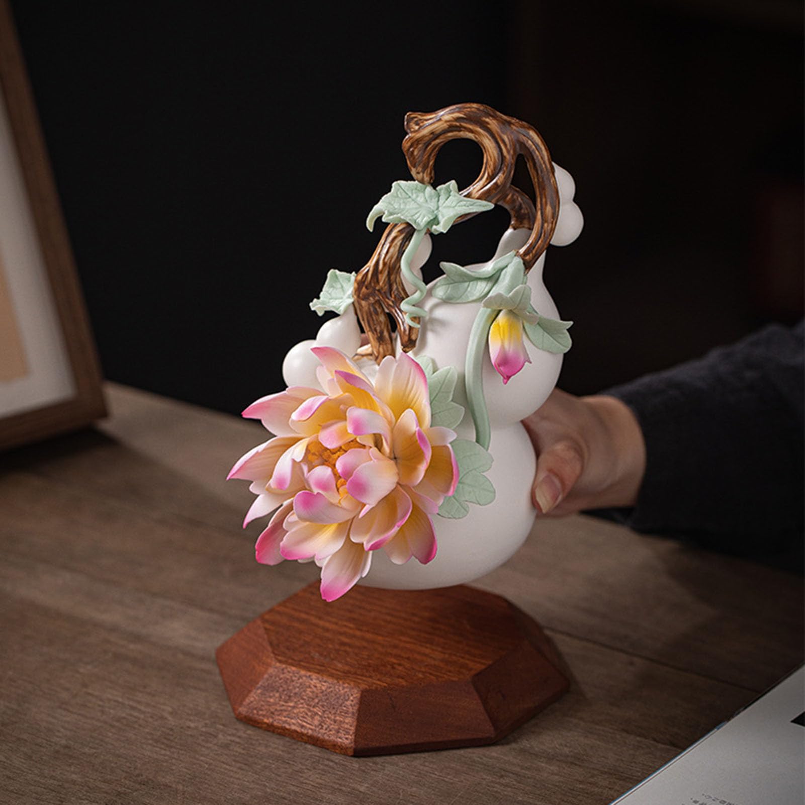Feng Shui ceramiczna tykwa Wu Lou, tradycyjna chińska dekoracja bogactwa zdrowie, szczęście amulet błogosławieństwo dla domowego biura, prezent dla miłośników rodziny,A1