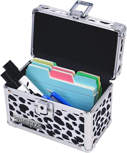 Miniatura 7 de Vaultz Portatarjetas de índice con bloqueo organizador de tarjetas flash para recetas contraseñas o estudios con capacidad para 450 tarjetas de