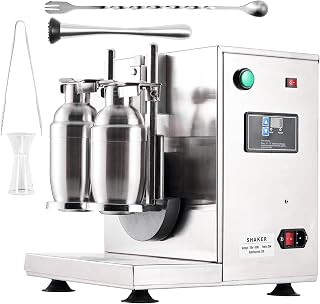 Professional Electric Boba Tea Shaker Machine - 750ml Double Station for Coffee, Cocktails, Protein Shakes & Wine, 180s Timer, One-Touch Operation, Stainless Steel
