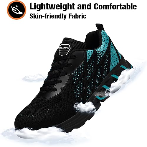 Miniatura 5 de Kezhiho Zapatos de trabajo con punta de acero para hombre, ligeros, cómodos, antideslizantes, a prueba de pinchazos, zapatos de seguridad,