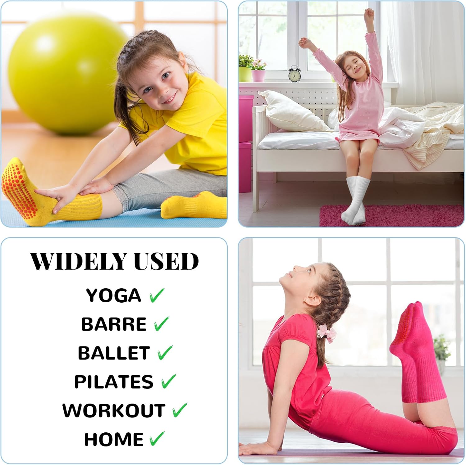 Panitay 8 Pairs Kids Non Slip Socks Grip Socks Athletic Yoga Socks for Boys Girls Pilates Dance Yoga Gym Hospital - Image 4