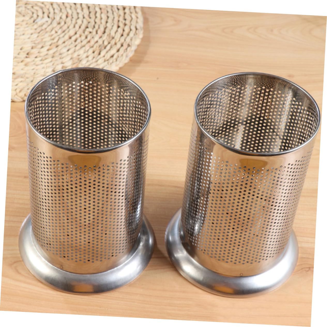 2Pcs Stainless Steel Chopstick Holders Kitchen Storage Containers for Cutlery Elegant Design for Quick Drying for Organizing Straws and Utensils