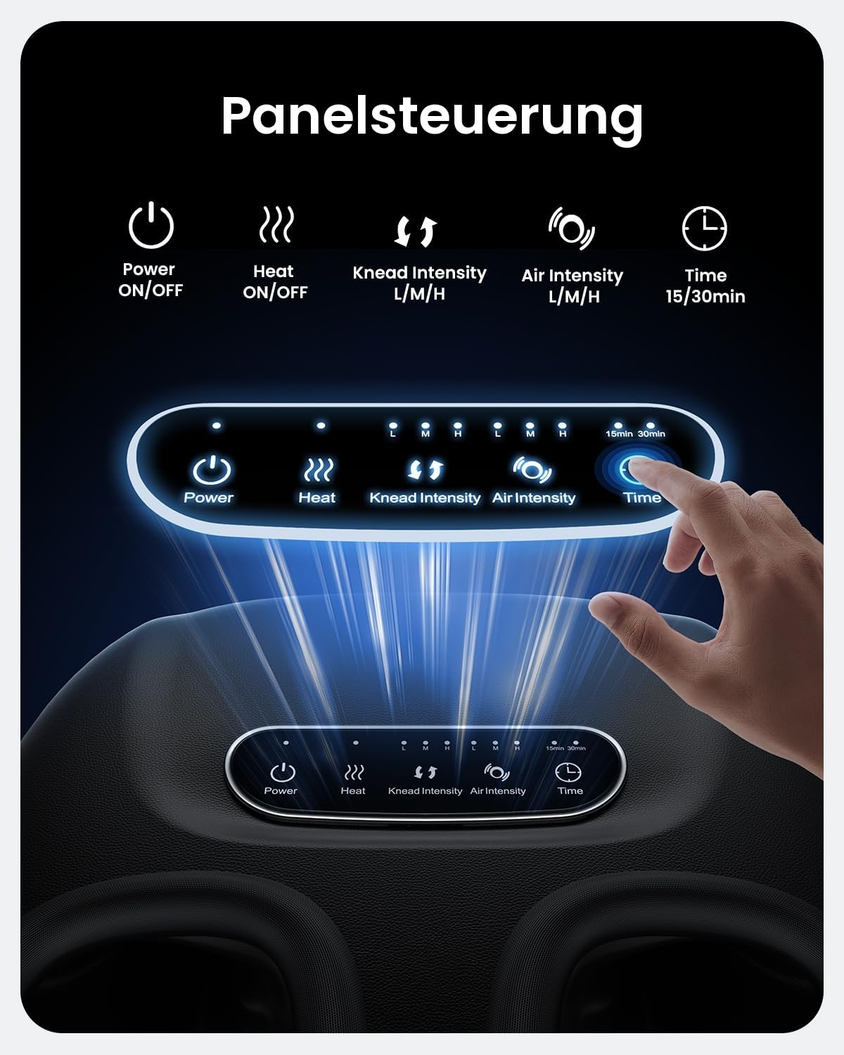 RENPHO Tragbares Fußmassagegerät mit Wärme, Shiatsu Fussmassagegerät | Shiatsu Kneten, Rollen und Luftkompression für zu Hause, im Büro oder nach der Arbeit, Geschenke für Frauen Männer, Schwarz