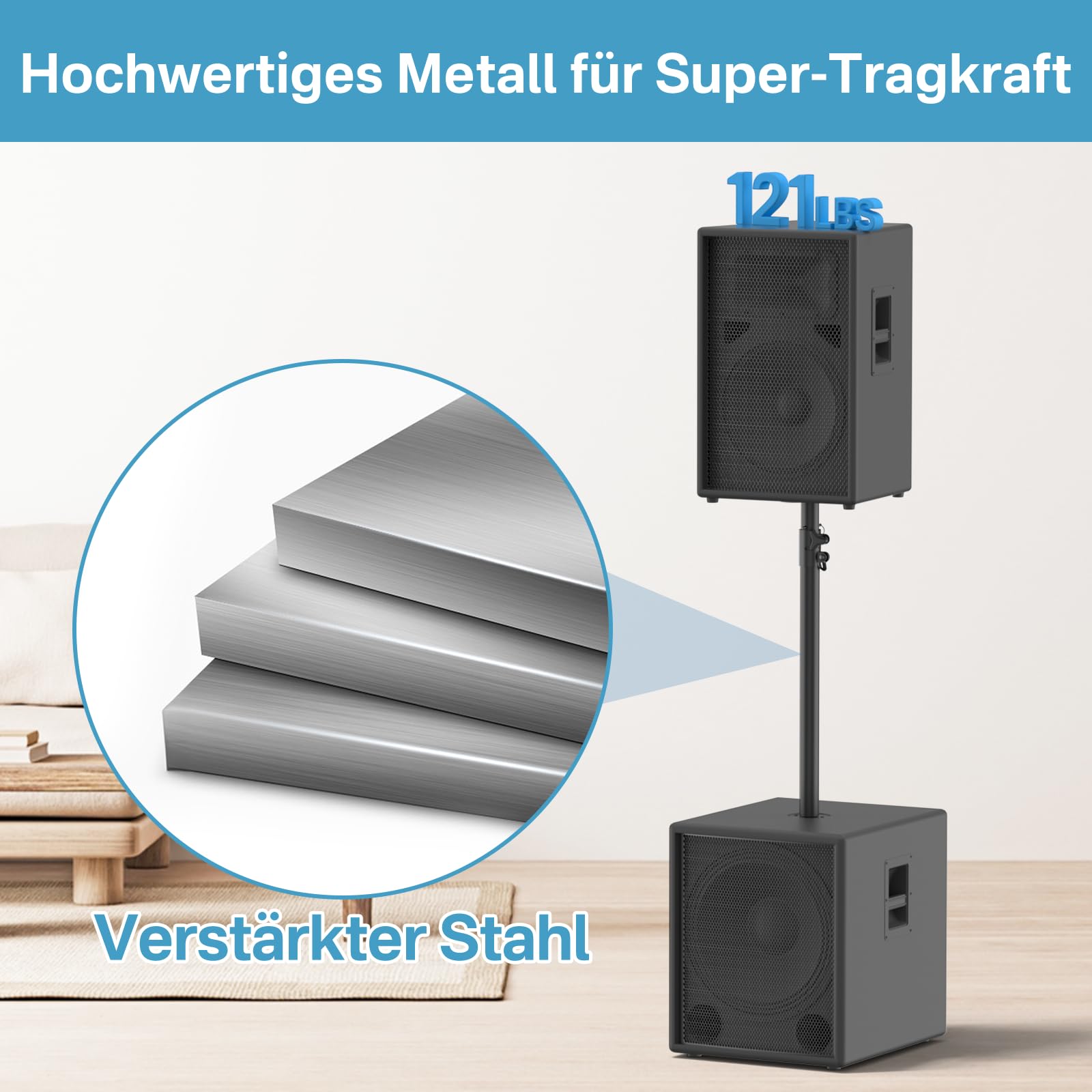 Notiela Supporto per subwoofer ad alta resistenza altezza regolabile 35 mm adattatore estensione altoparlanti 121 libbre 1 confezione