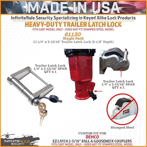 Miniatura 2 de 61130  Cerradura de pestillo de remolque para DEMCO EZ Latch de 2-516 pulgadas Acopladores de bola y cuello de cisne  Se adapta solo al modelo
