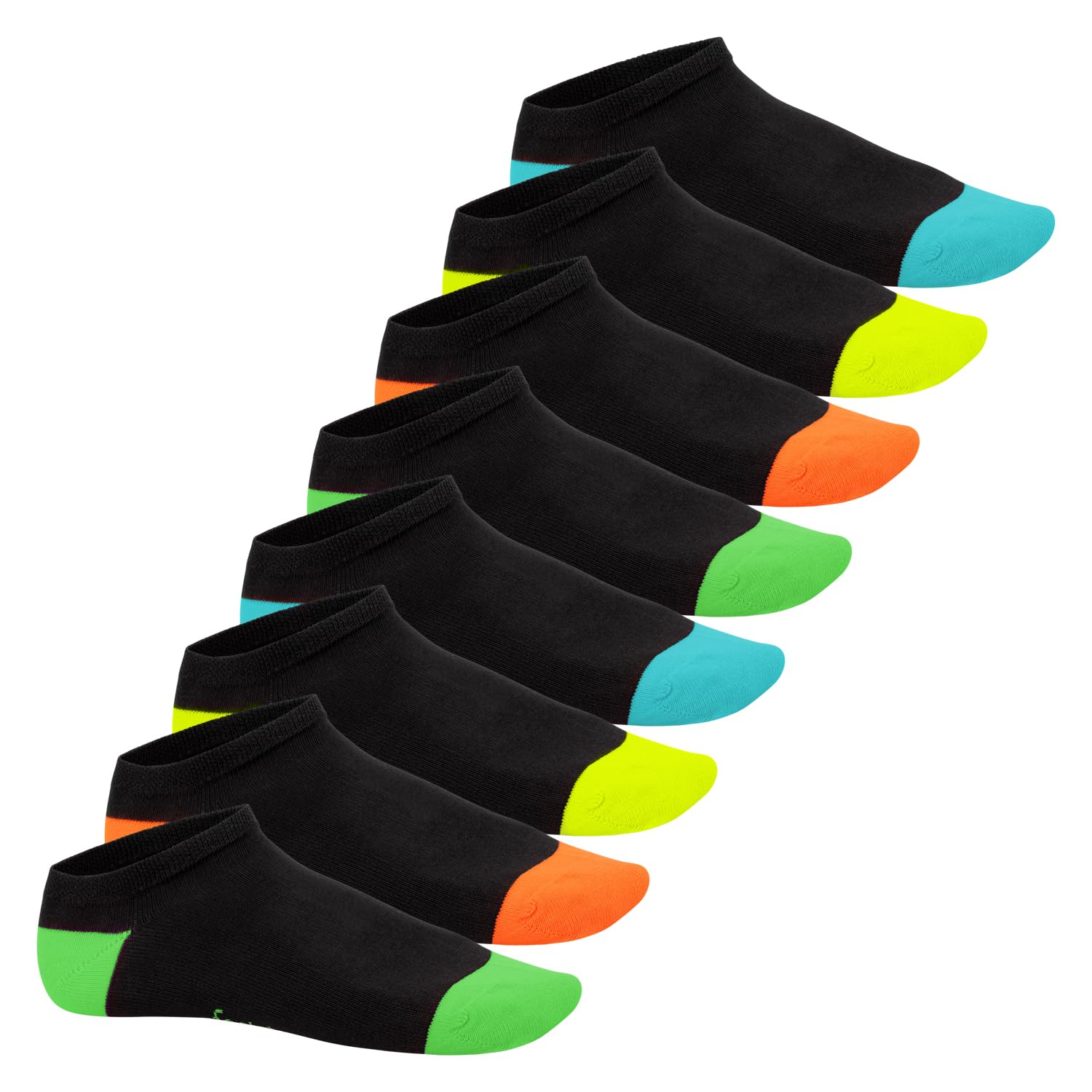 Footstar Herren & Damen Sneaker Socken (8 Paar) Kurze Sportsocken im Neon Look