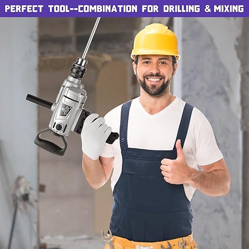Miniatura 6 de Juego de mezcladores de taladro de alta resistencia de 1100 W 10 A, máquina de taladro mezclador con mango de pala, taladros eléctricos de 12