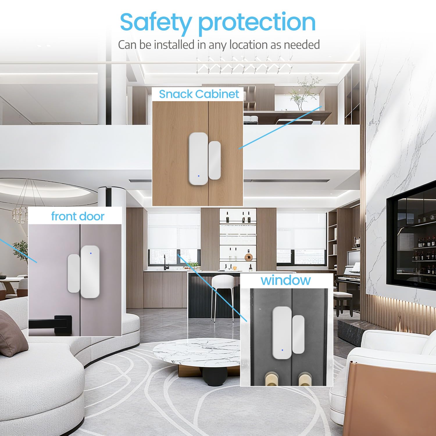 9 Stücke Fensterkontakt Zigbee, Tür Fensterkontakt Smart Home | LincoSoft Zigbee Türsensor kompatibel mit Alexa und Google Home, benötigt Tuya Gateway, , für Haus, Garage