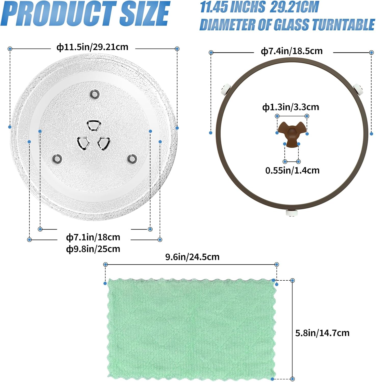 11.5" Glass Microwave Plate Replacement for 3517203510 Microwave Turntable Tray Oven Rotating Dish Tray with Y shaped design for Better Reheating and Even Heat Distribution