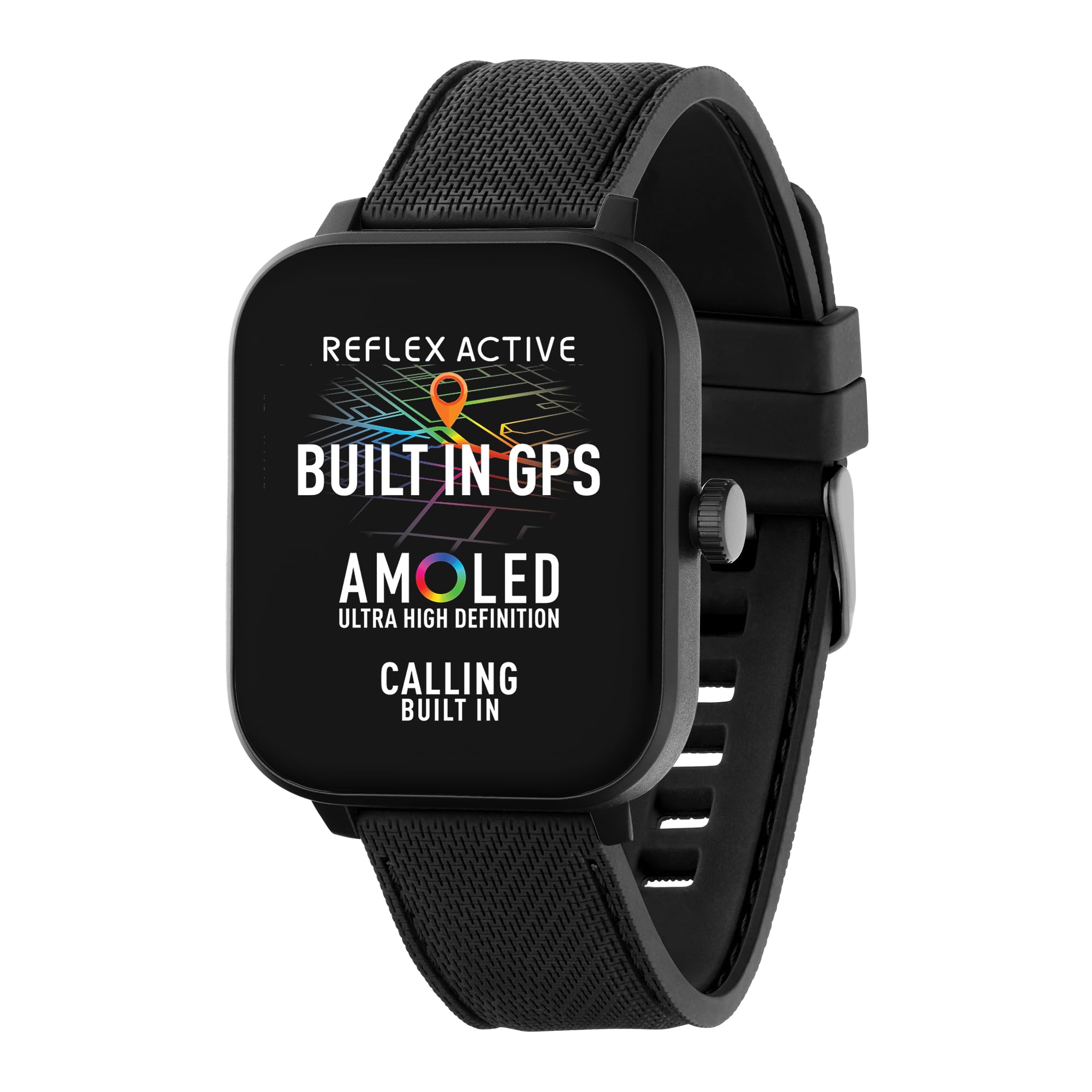 Reflex Active Series 44 Amoled Smart Watch for Men Women with Built-in GPS, IP68 Waterproof, Sports Modes, Step Counter