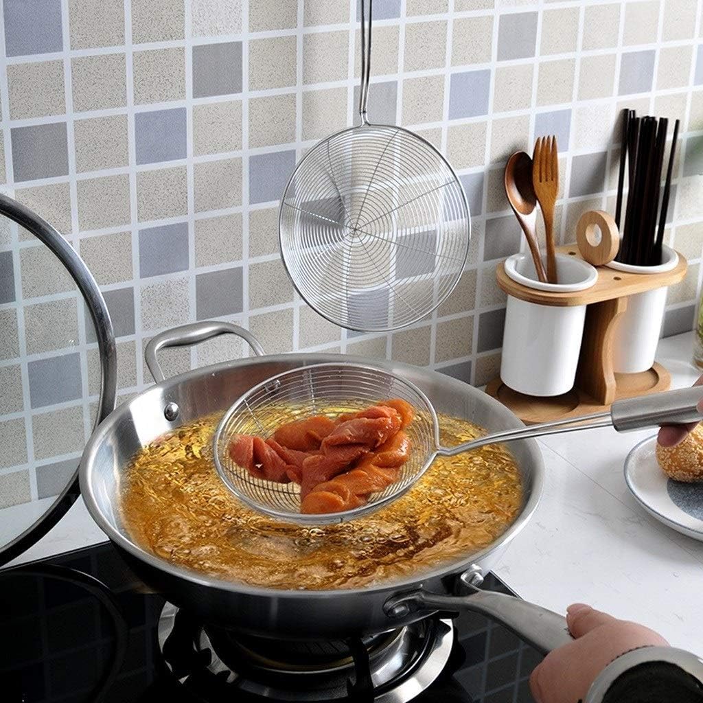 Kitchen Food Strainers Sifters Skimmer Stainless Steel Spider Strainer Ladle with Comfortable Handle for Spaghetti Noodles and Frying in Kitchen （silver） cookingFilter pot (18cm)