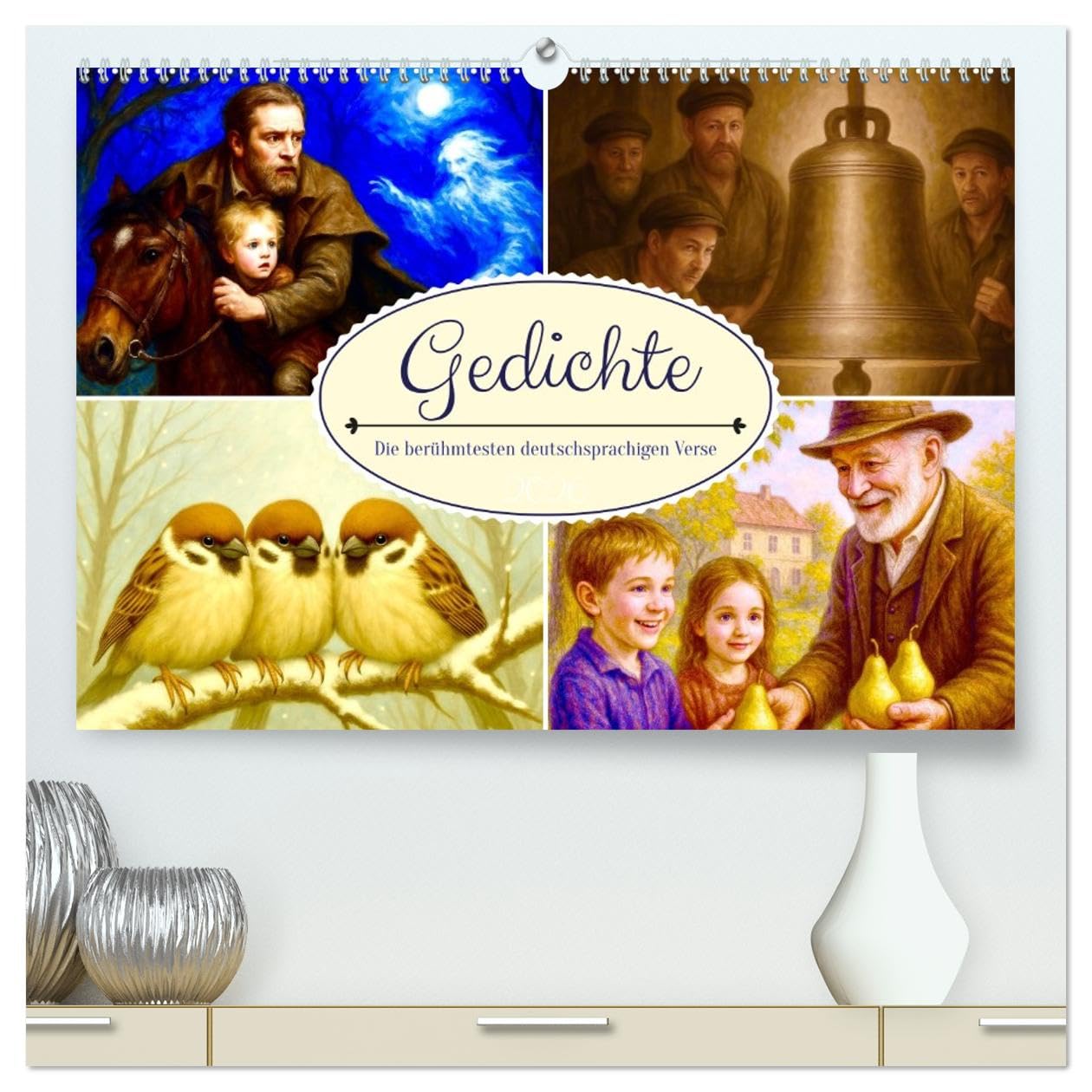 Gedichte. Die berühmtesten deutschsprachigen Verse (hochwertiger Premium Wandkalender 2026 DIN A2 quer), Kunstdruck in Hochglanz: Poetische Meisterwerke der deutschen Lyrik (CALVENDO Kunst)