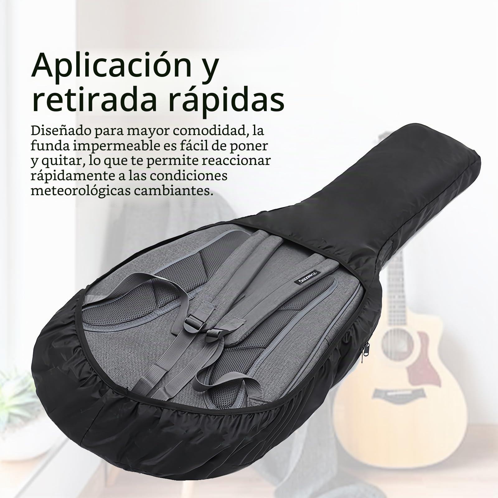 Musiin Funda impermeable para bajo eléctrico, protección impermeable, diseño plegable ligero, color negro