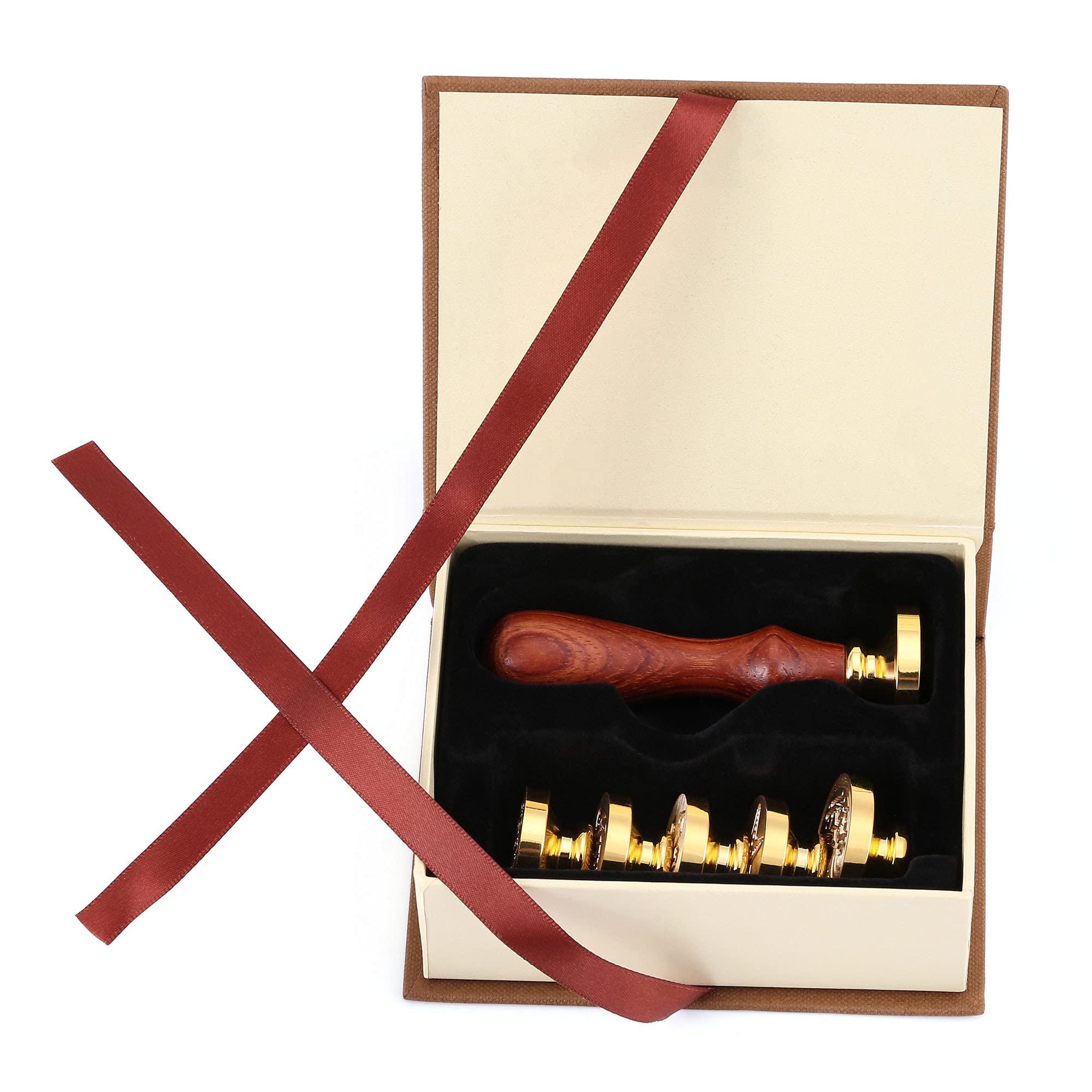 Yoption Juego de 6 sellos de cera, kit de sellos de sirena de cristal oceánico | Mango de madera con cabeza de latón para invitaciones de boda, sellos de sobre, papel de regalo, tarjeta de Navidad