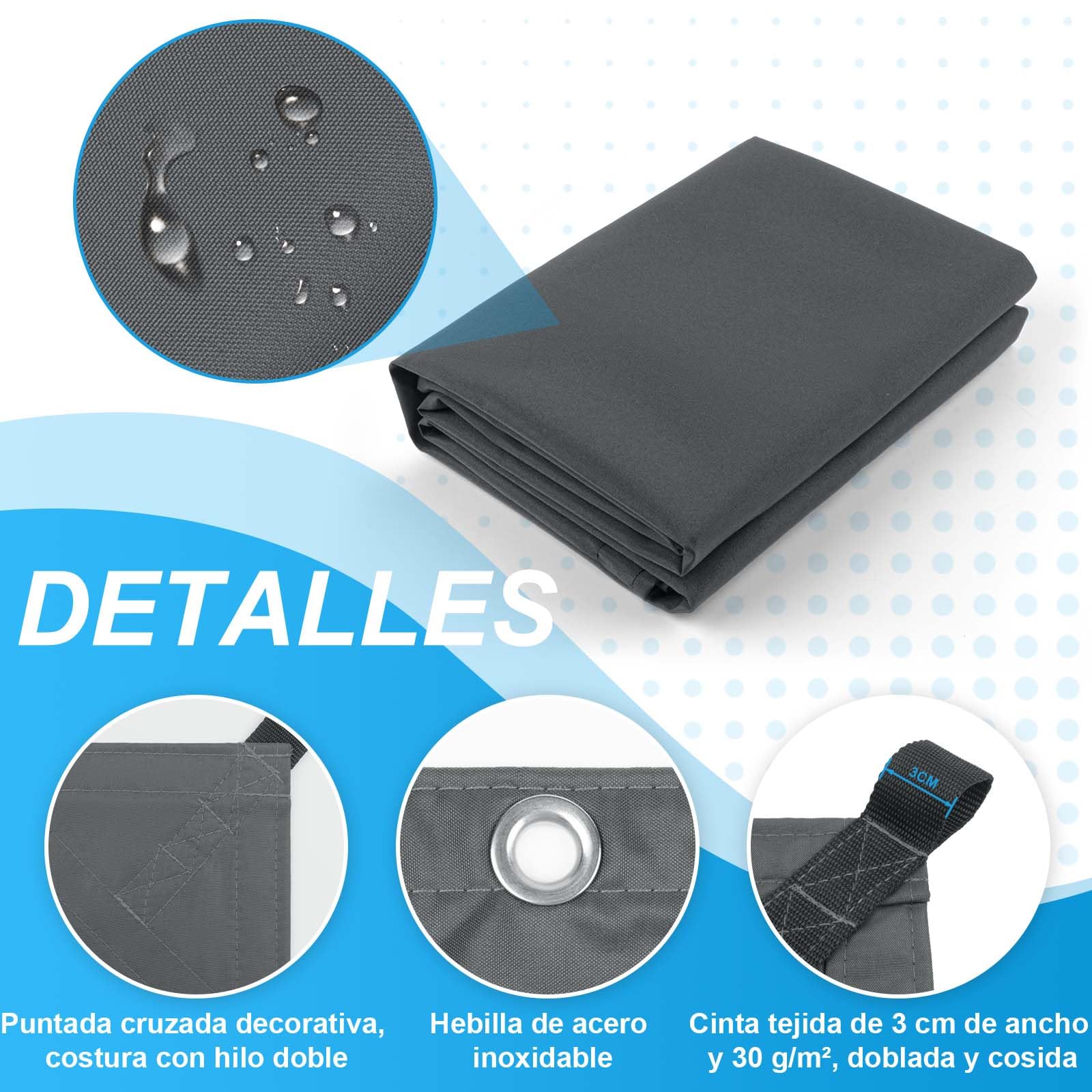 COOL AREA Toldo Vela Impermeable con Bordes Rectos Vela de Sombra Rectangular 2x3m Toldos Fibra de Poliéster PES con Protección UV para Patios,Terrazas,Jardines,Antracite