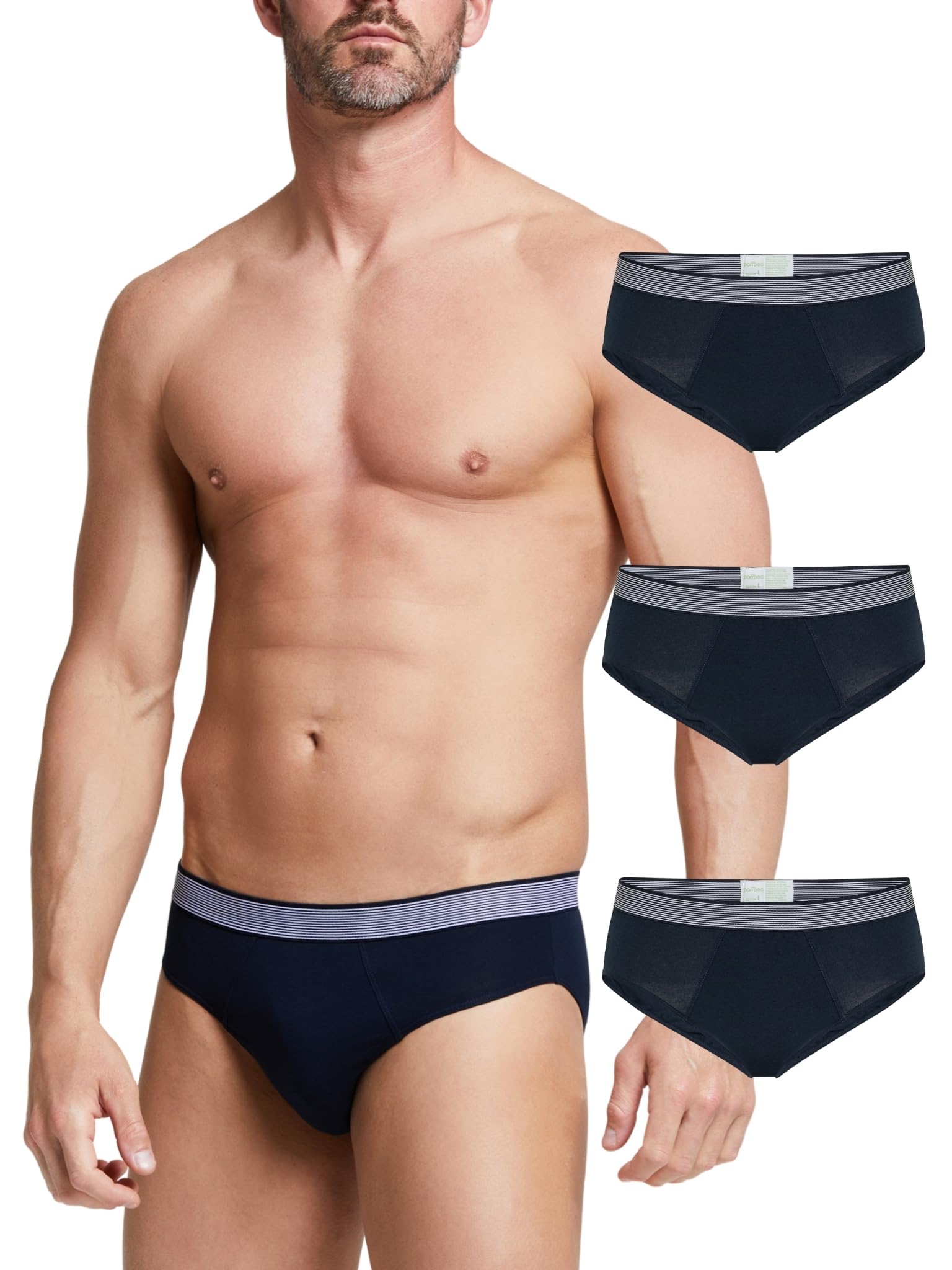 POMPEA 3 Pezzi Slip Uomo in Cotone Elasticizzato, Mutande Uomo con Cinturino a Contrasto