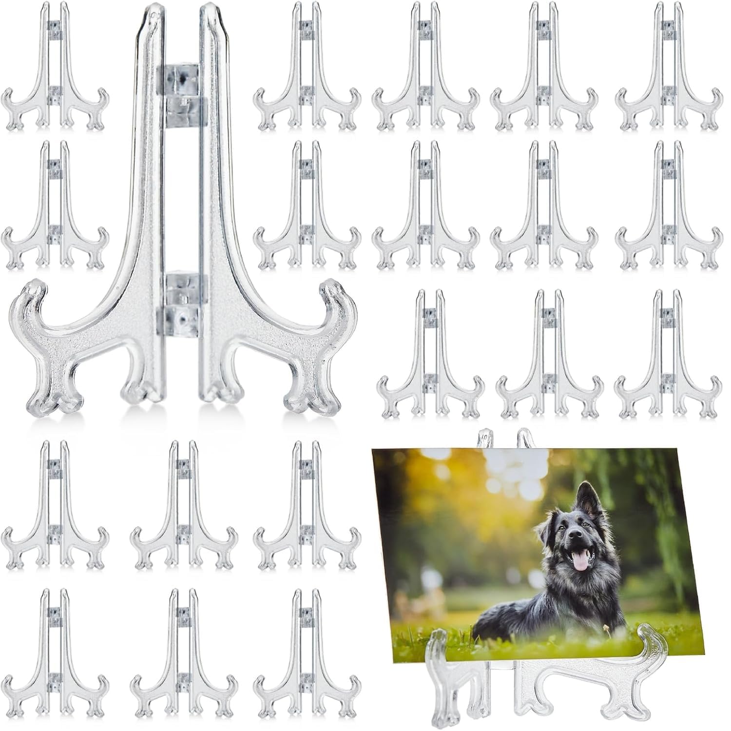 Juvale Mini Acrylic Easel Stands - 24-Pack, 3-Inch Clear Plastic - Display Stands for Collectibles, Trading Cards & Photos