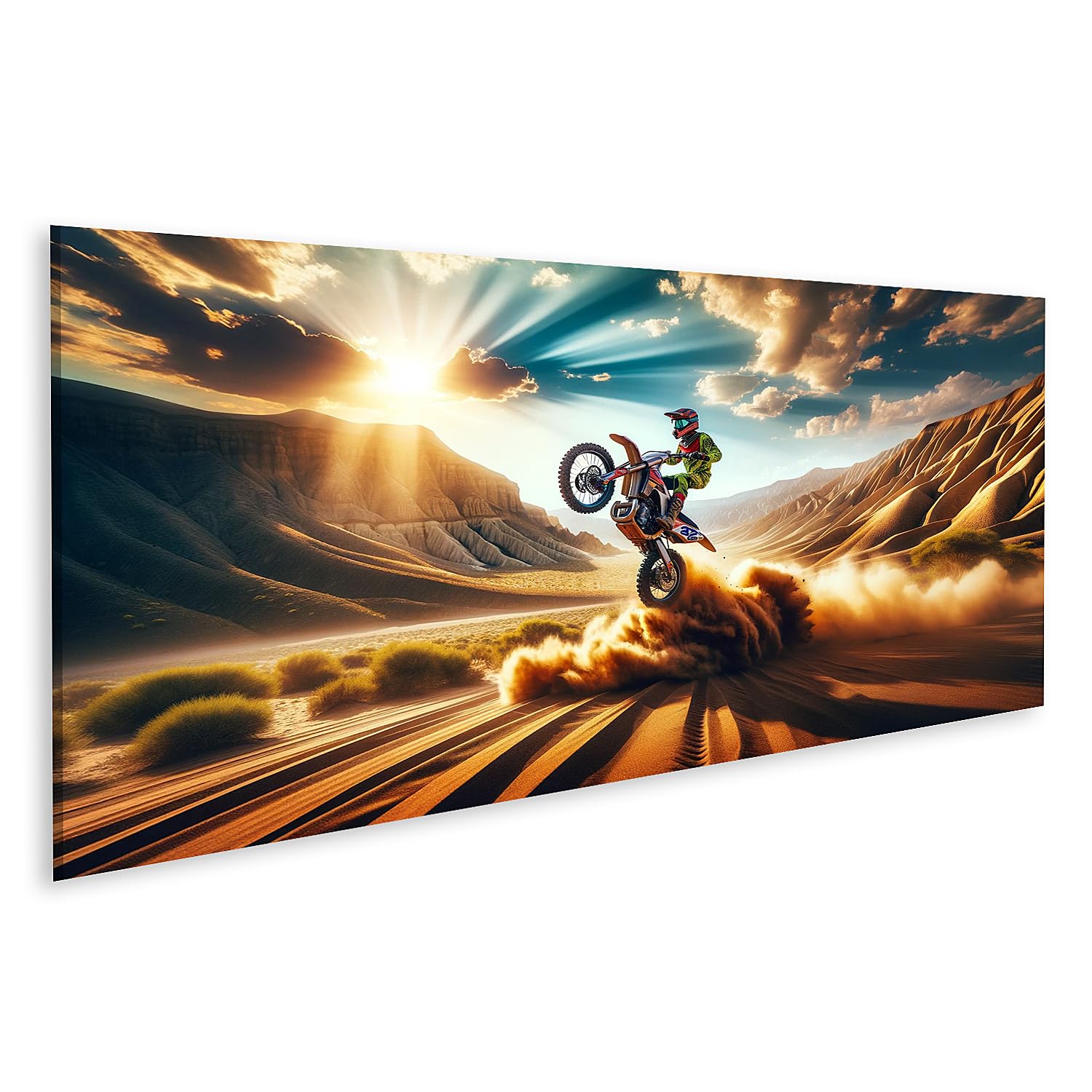 Impression sur toile Wheelie Moto Cross islandburner pour une décoration murale dynamique