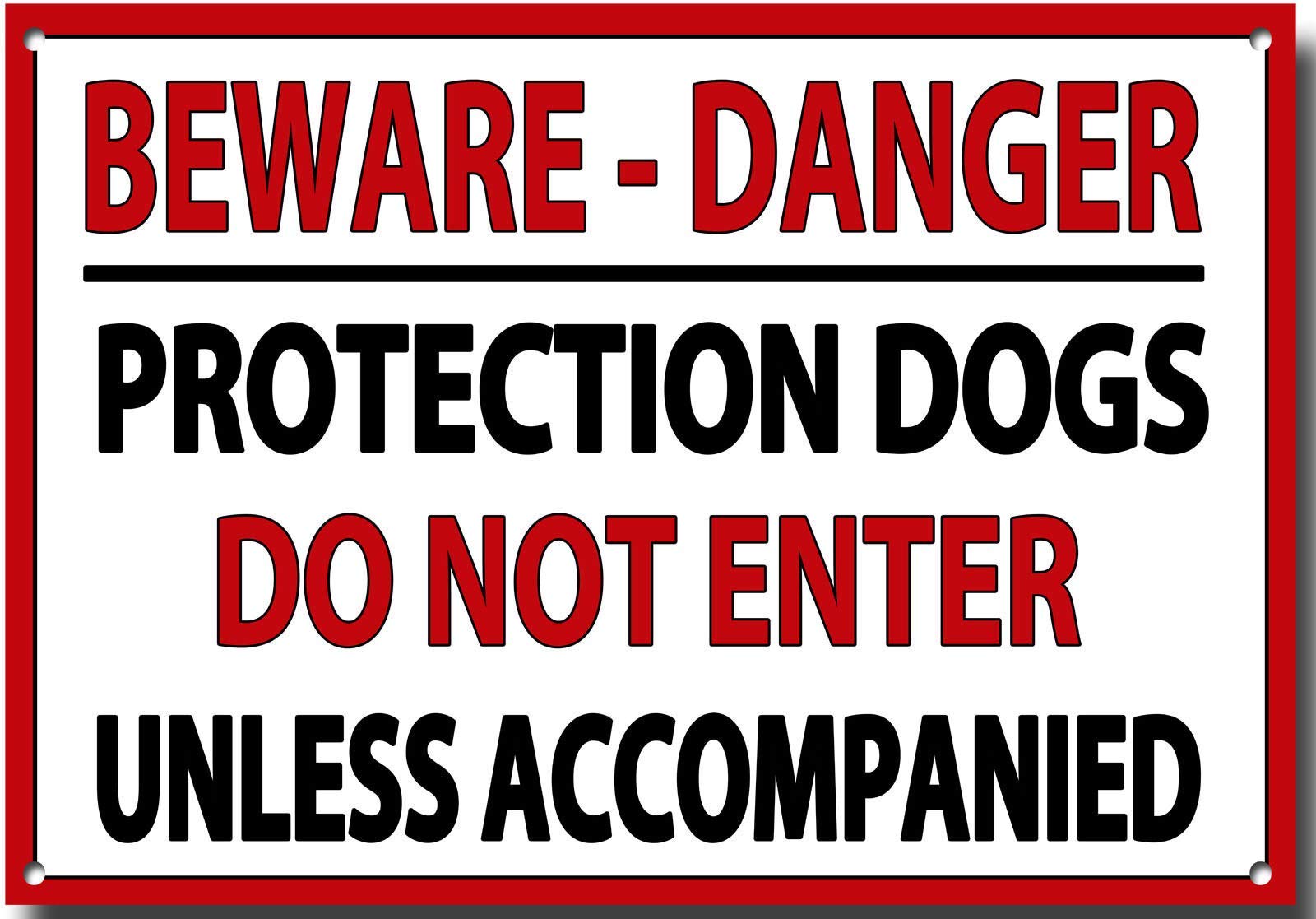 peiyeety 8x12 inches Warning Tin Sign Beware Hazard Protection Dogs-do No Enter-Unless Accompanied Indoor and Outdoor Use Funny Warning Caution Notice Safety Sign