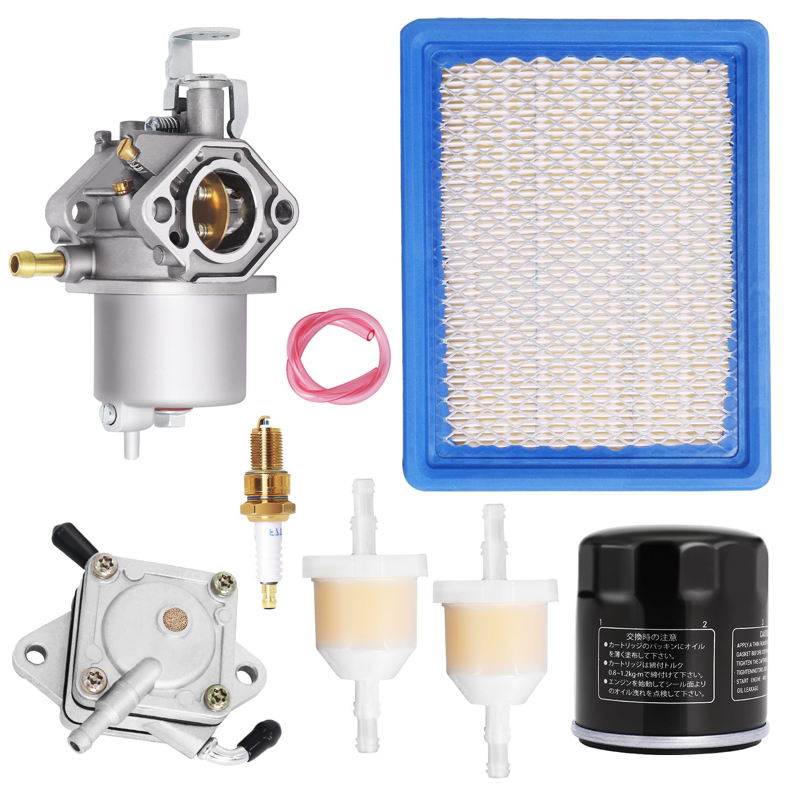 Golf Cart Tune Up Kit Compatible with Club Car DS Gas 1992-2004 with 1016478 Carburetor, 1016467 Oil Filter, 1025582 Air Filter, 1014523 Fuel Pump, AM116304 Fuel Filter and F7TC Spark Plug by Podoy