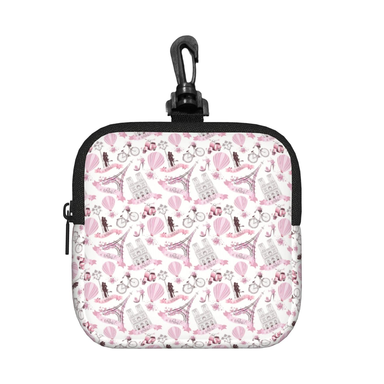 Ercgad Unisex Black Romantic Paris Butterfly Print Square Storage Bag Travel Toiletry Cosmetic Organizer Pouch Lightweight Reusable