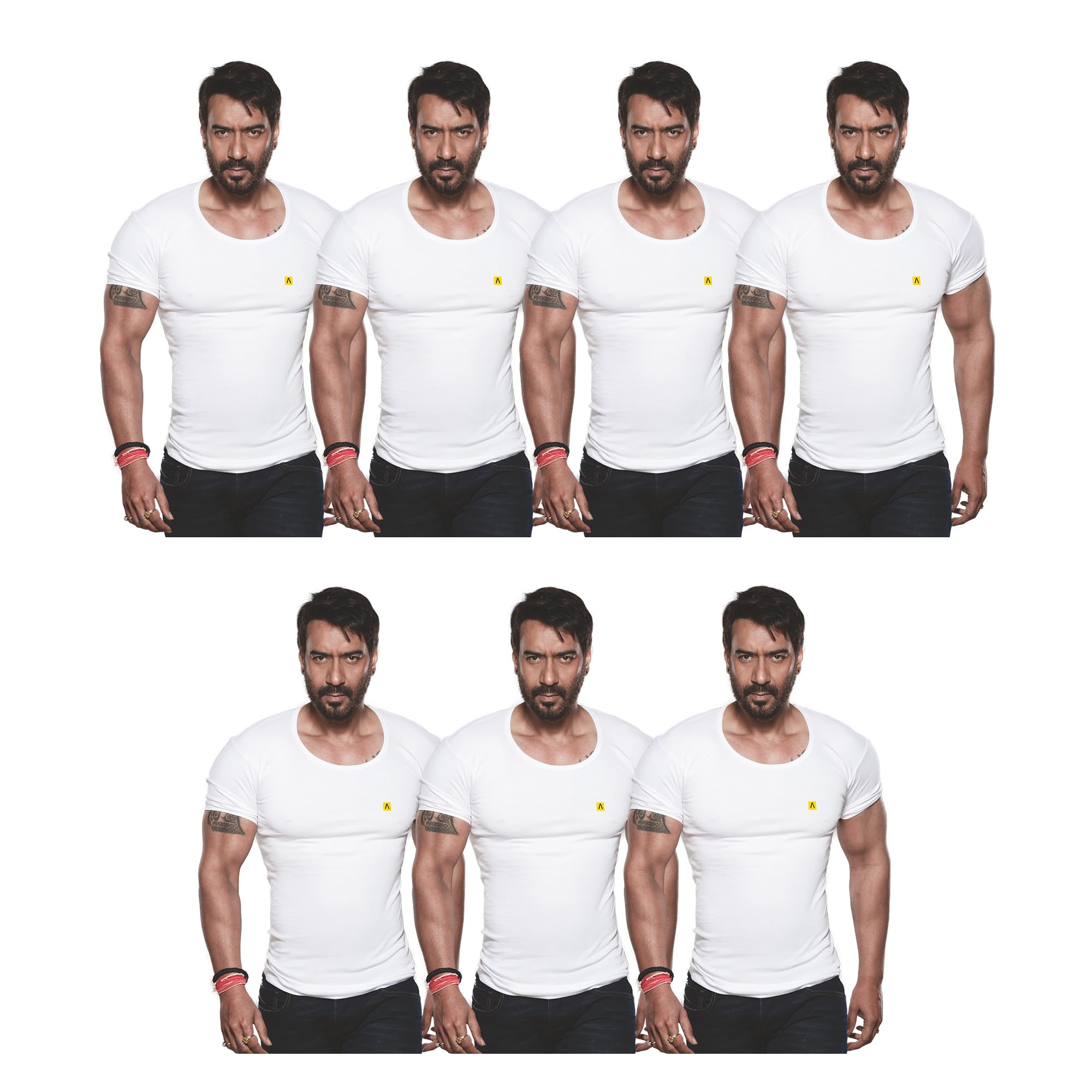 Men's Cotton Solid White Vest With Sleeve Pack of 7-image-49
