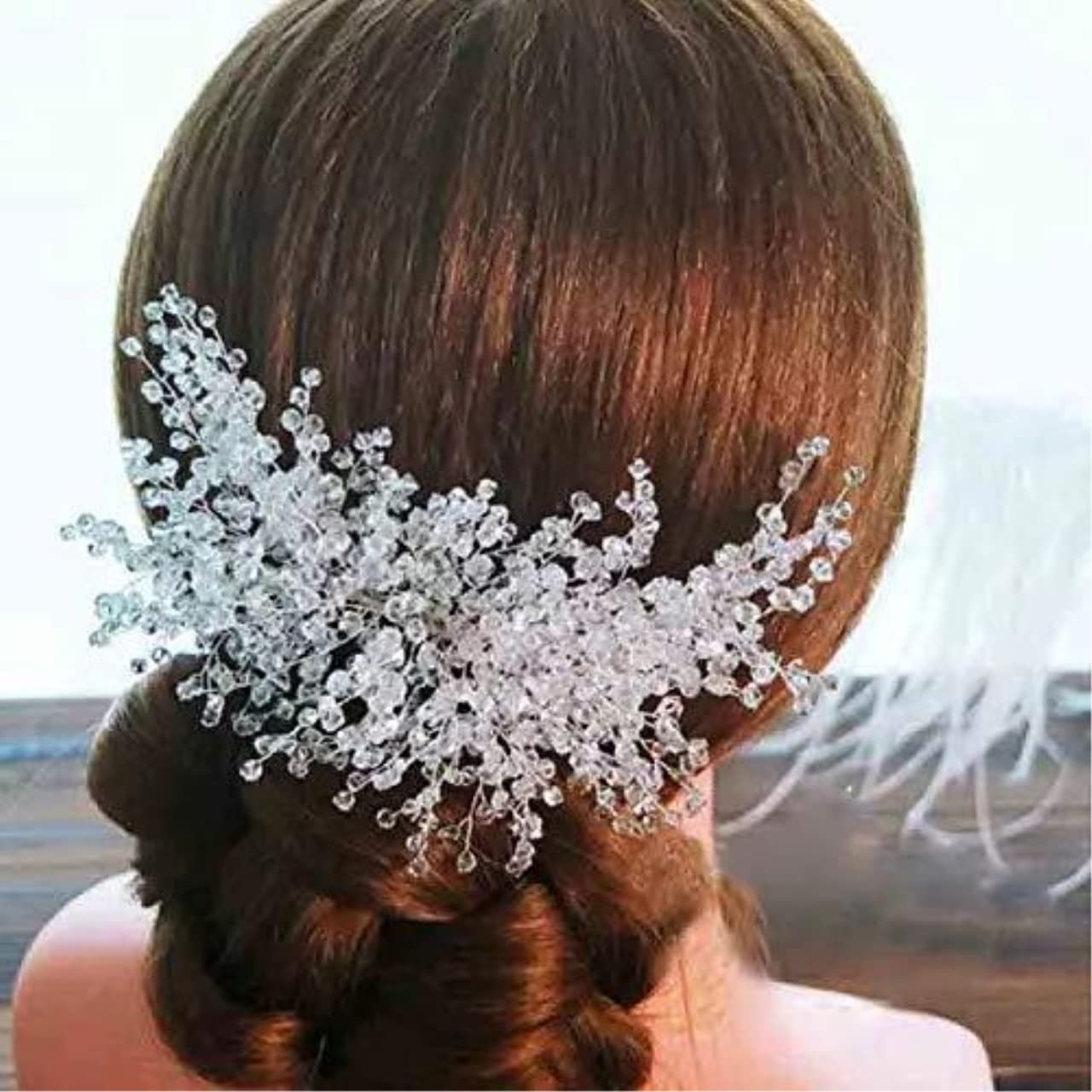 Grzebień Boczny dla Kobiet Eleganckie Ślubne Akcesoria Do Włosów Dla Nowożeńców Biżuteria Handmade Kryształ Rhinestone Bridal Party Prom Grzebieni do Włosów(Gold)