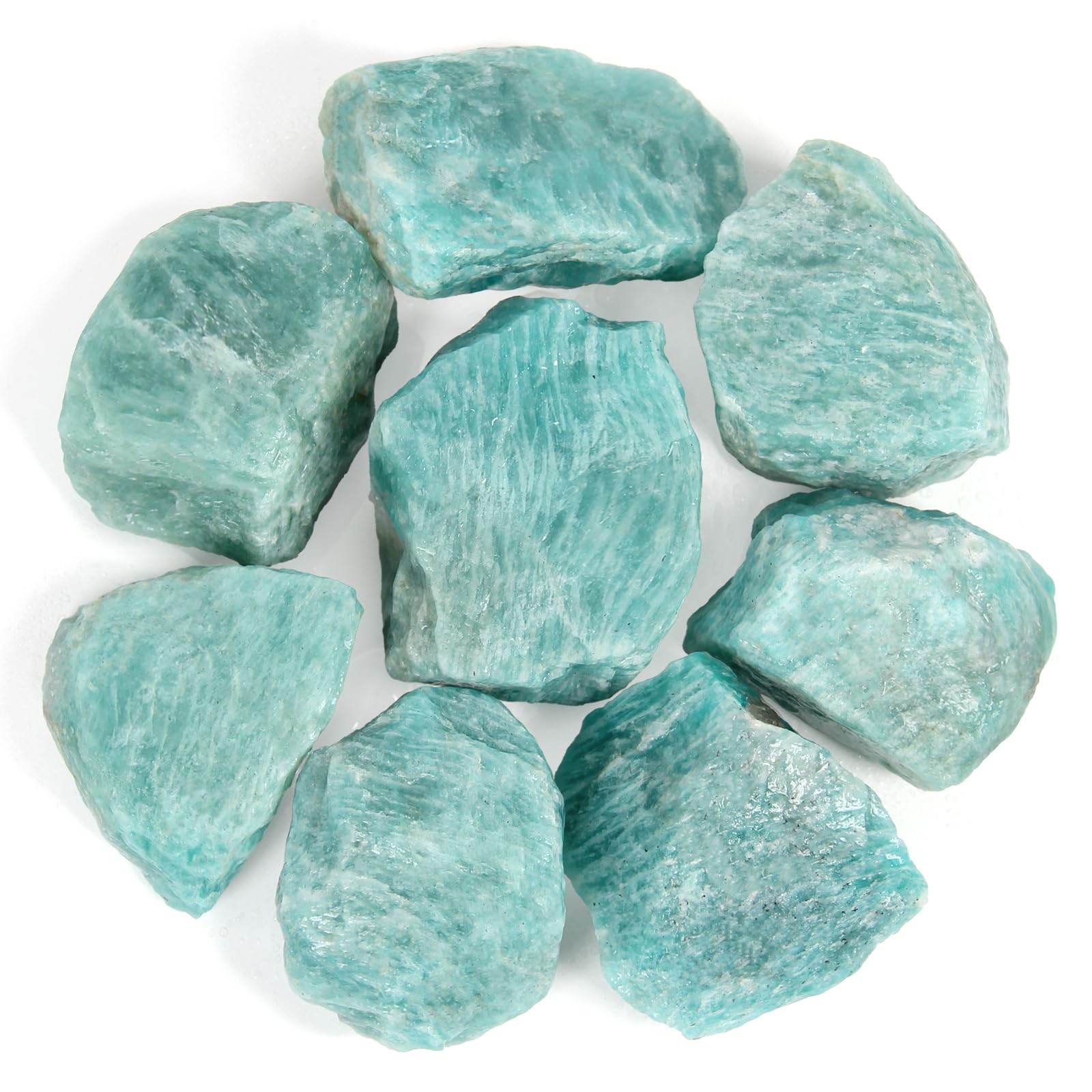 1.1lb Bulk Raw Amazonite Stone Rough Crystal-Natural Raw Stones Crystal for Tumbling, Cabbing, Fountain Rocks, Decoration,Polishing, Wire Wrapping, Wicca & Reiki Crystal Healing