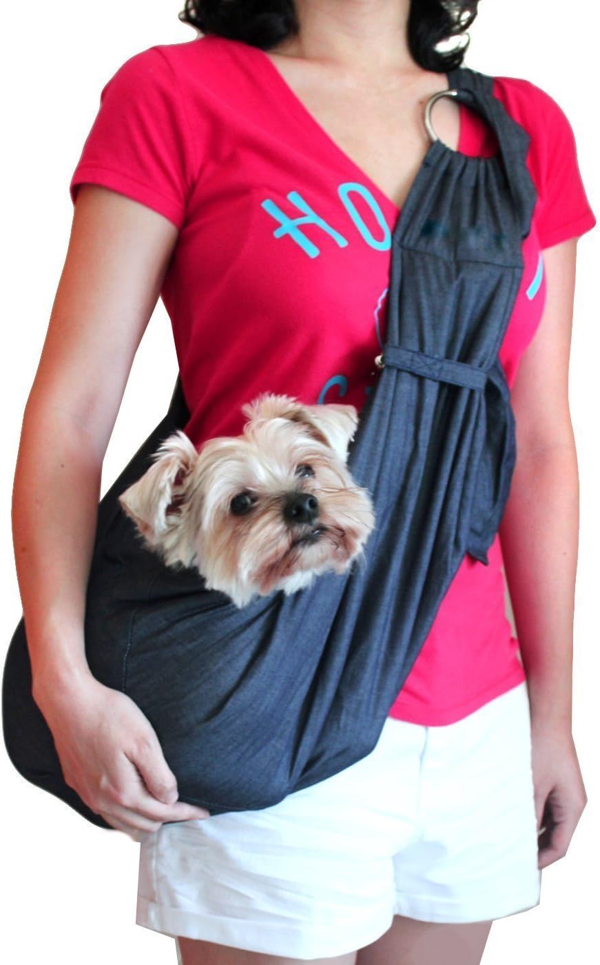 INVIKTUS Hands-Free Reversible Travel Shoulder Carry Adjustable Pet Sling Carrier (Large, Black)