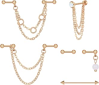 QWALIT Industrial Piercing Jewelry - Industrial Earrings for Women & Men, 16g & 14g, Surgical Stainless Steel Barbell & Bar Piercing