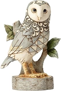 Jim Shore Heartwood Creek White Woodland Owl on Branch Figurine - Handcrafted Stone Resin 4.49" Grey Collectible