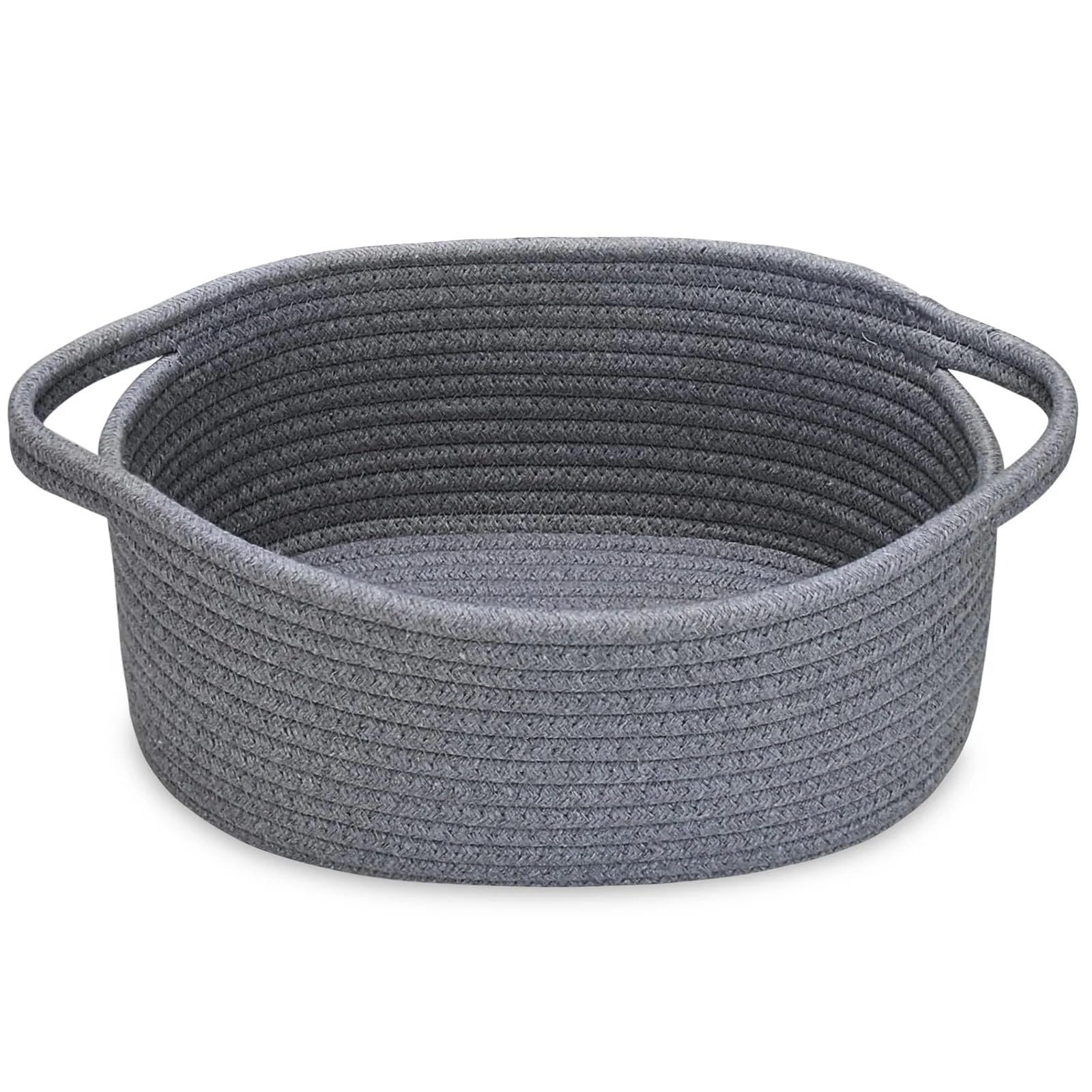 Cesta de almacenamiento tejida blanca con contenedor con asa para regalos con bolsa y cintas, organizador decorativo para mascotas (gris)