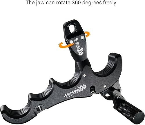 Miniatura 26 de Lanzador de ayuda de arco compuesto y cuerda de bucle D, ajustable puede girar 360° pulgar liberación arco ayuda aleación de aluminio, ayudas