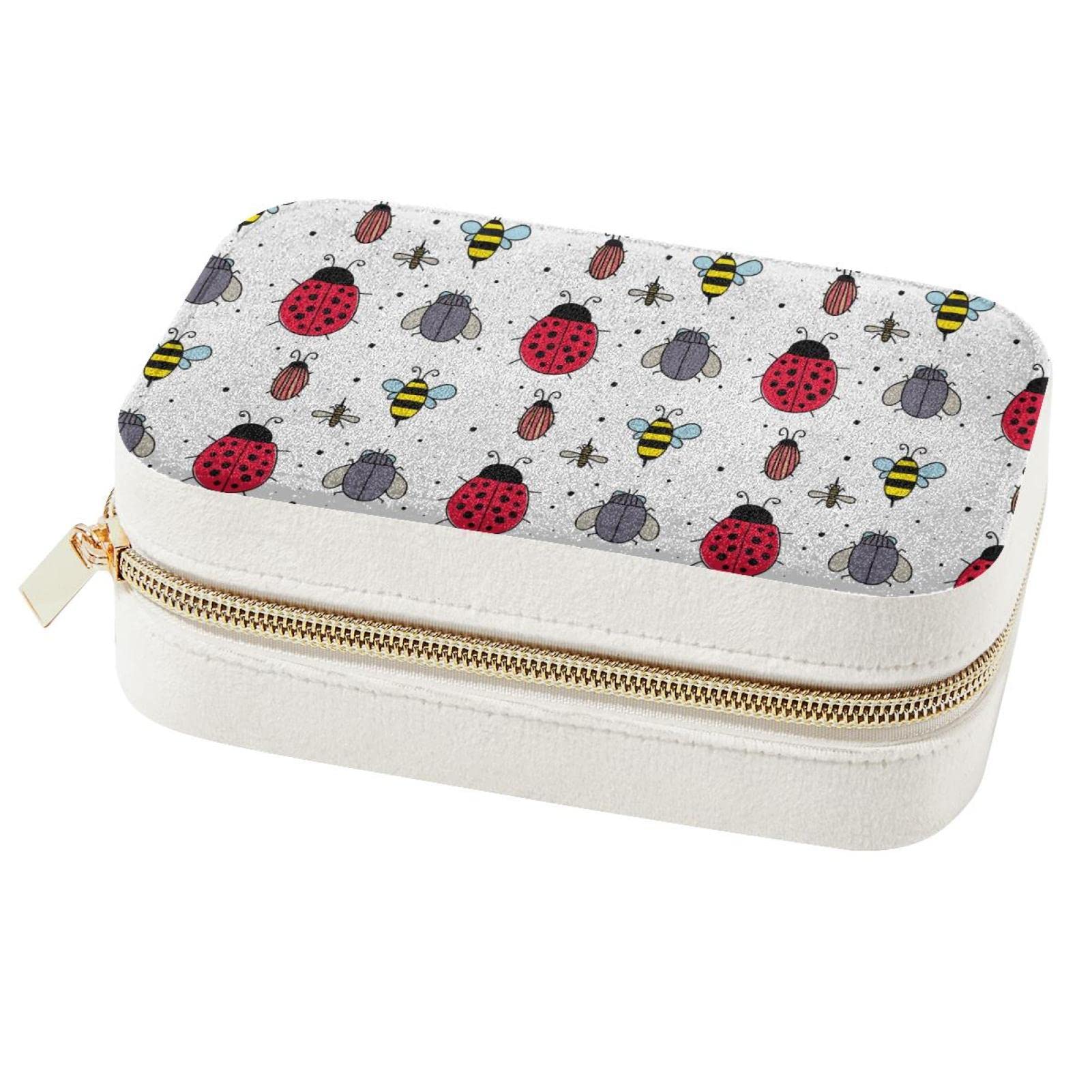 Boîte à bijoux de voyage motifs insectes pour bagues et colliers
