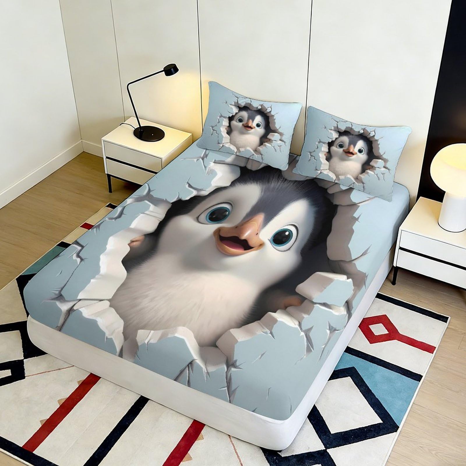 Lenzuolo con angoli, con stampa 3D, in microfibra, antiscivolo, per casa | morbido, coprimaterasso, facile da pulire, per tutto l'anno, lavabile, 180 x 200 x 25 cm