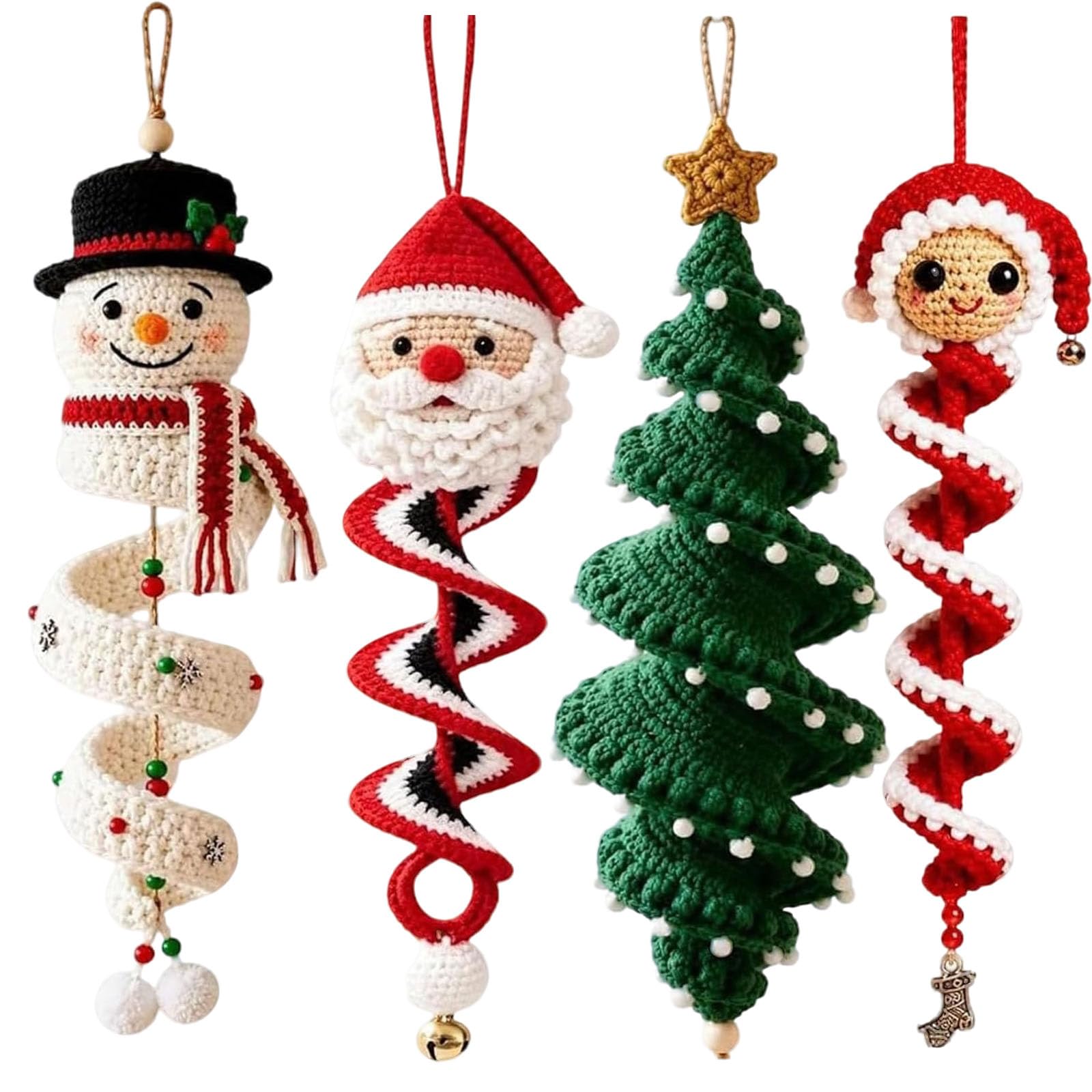 Kit fai da te per ornamento a spirale a forma di pupazzo di neve (A+B+C+D) | all’uncinetto, set di decorazioni natalizie 3D da appendere, kit di artigianato natalizio fatto a mano per principianti