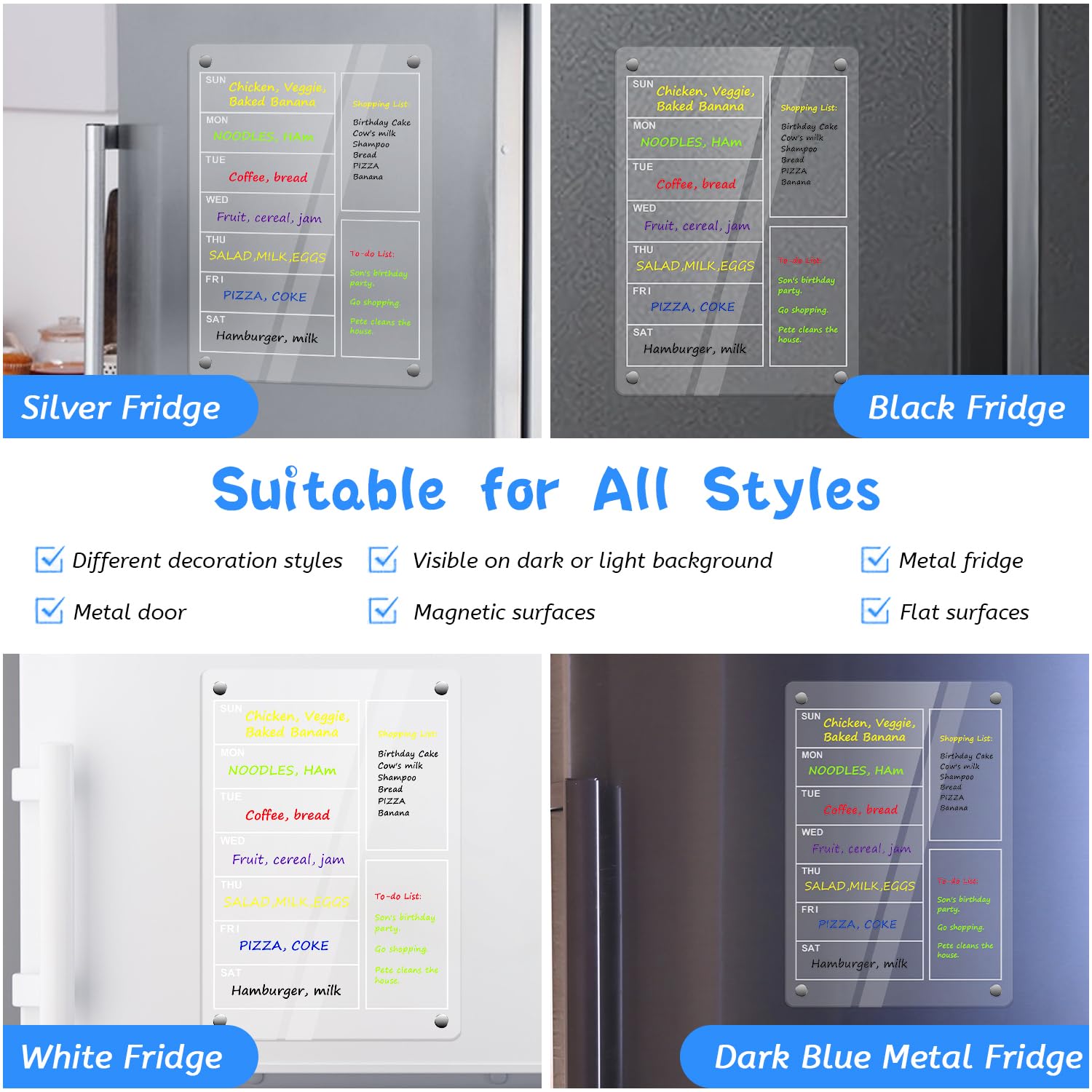 Lavagna Magnetica Trasparente Per Frigo - Calendario Settimanale E Lista Della Spesa - Foto 14