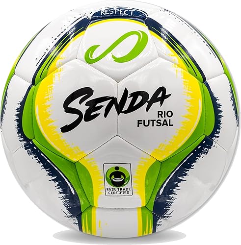 Miniatura 2 de SENDA Rio Match - Balón de fútbol sala, certificado de comercio justo, verdeamarillo, talla 4 (de 13 años en adelante) y pelota de fútbol de