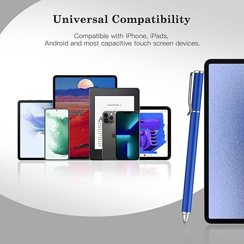 Miniatura 7 de METRO Lápiz óptico universal para pantallas táctiles, puntas de fibra capacitiva de alta sensibilidad, lápiz táctil 2 en 1 para iPad, iPhone y todas
