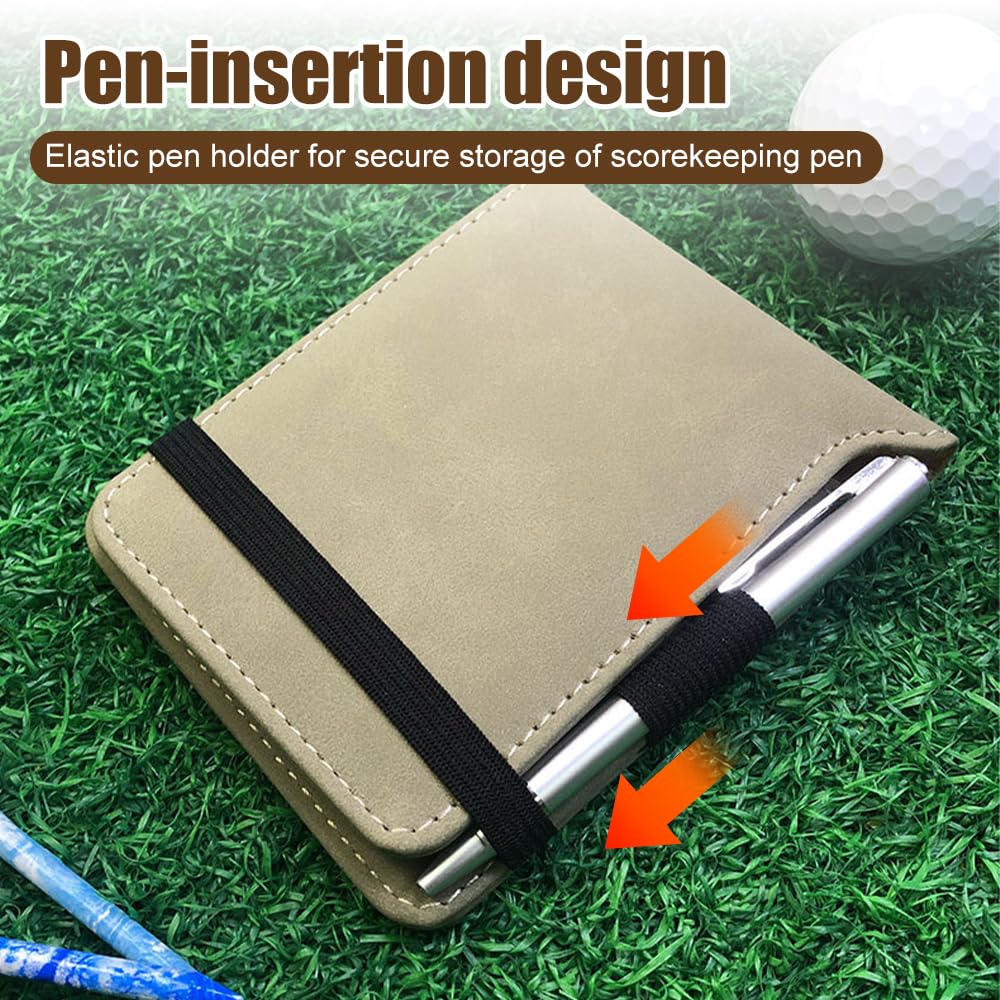 DONGKER Porta Tarjetas de Golf con Bolígrafo, Billetera de Cuero PU para Tarjetas de Puntuación, Regalo para Golfistas