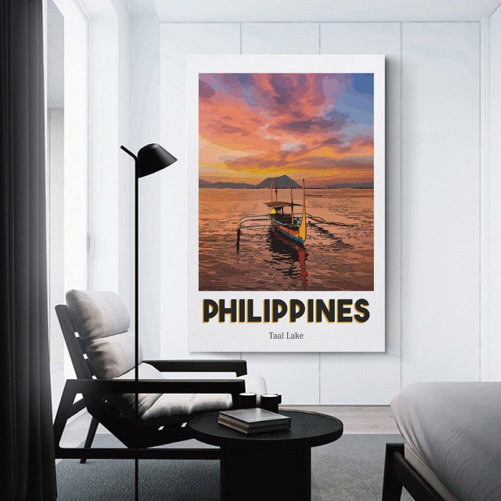 Junmoney TAAL LAKE Canvas Wall Art, 20x30inch(50x75cm), for Bedroom, Guest Room Or Reading Nook, Decorative Wall Art for Cosy Rooms