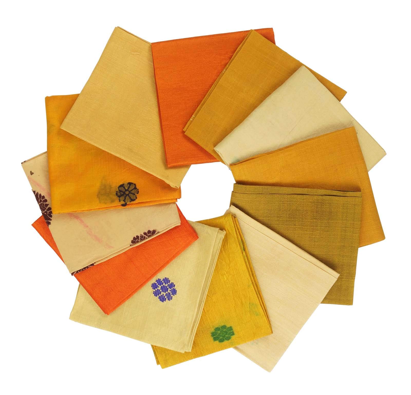 Tissu de soie sari en faisceau de 12 coupons jaune patchwork