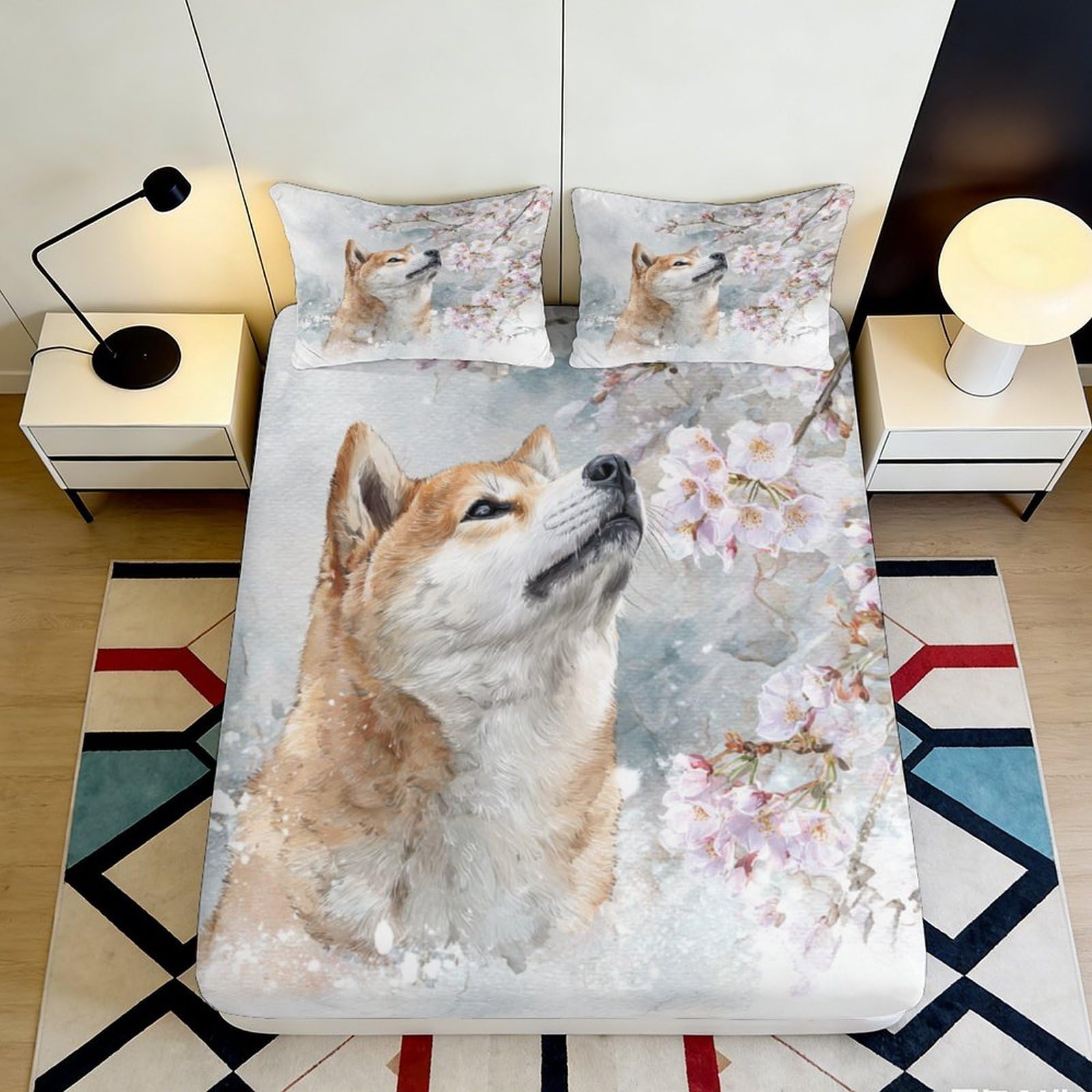 Uynsixtme Style-8 3D Printed Wolf Fitted Sheet Microfiber Deep Pocket Bedroom Bedding Non-Slip Wolf Mattress Fitted Cover Washable For Adults Teens 140X200x25cm