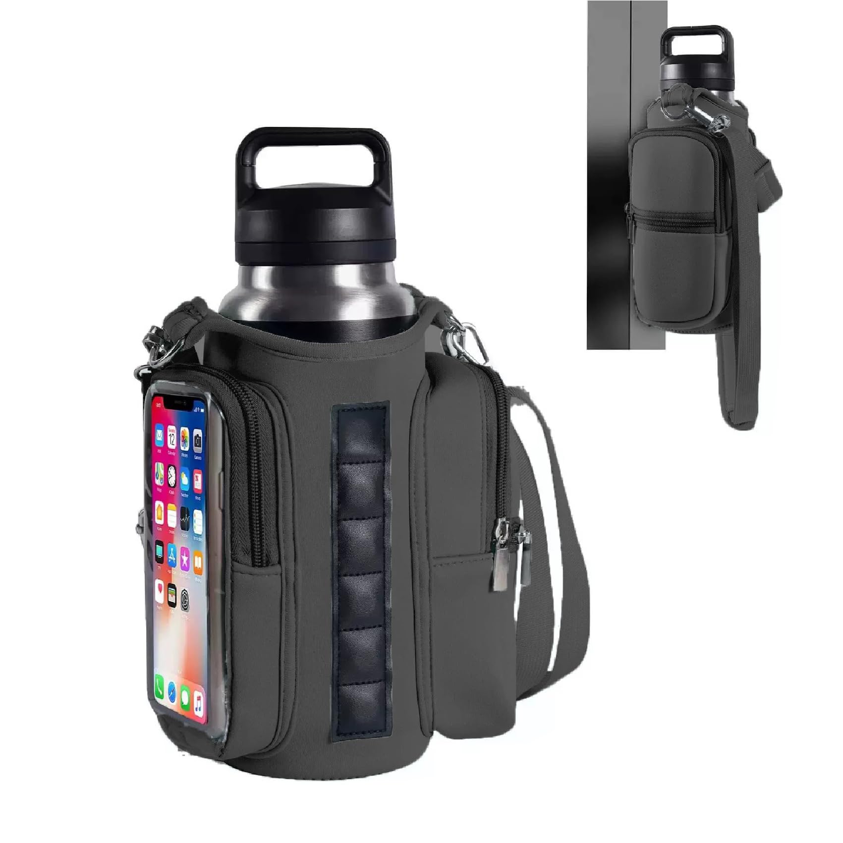lrgnixs Magnetic Gym Bag,Water Bottle Carrier with Phone Compartments for Travel Work Sports,Magnetic Gym Bag Water Bottle Bag for Mobile Phone Keys,Gym Accessories Organizer