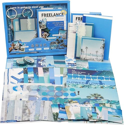 Irayin Kit de álbum de recortes estético vintage, kit de 155 piezas de suministros de álbumes de recortes para diario de basura de viñetas,